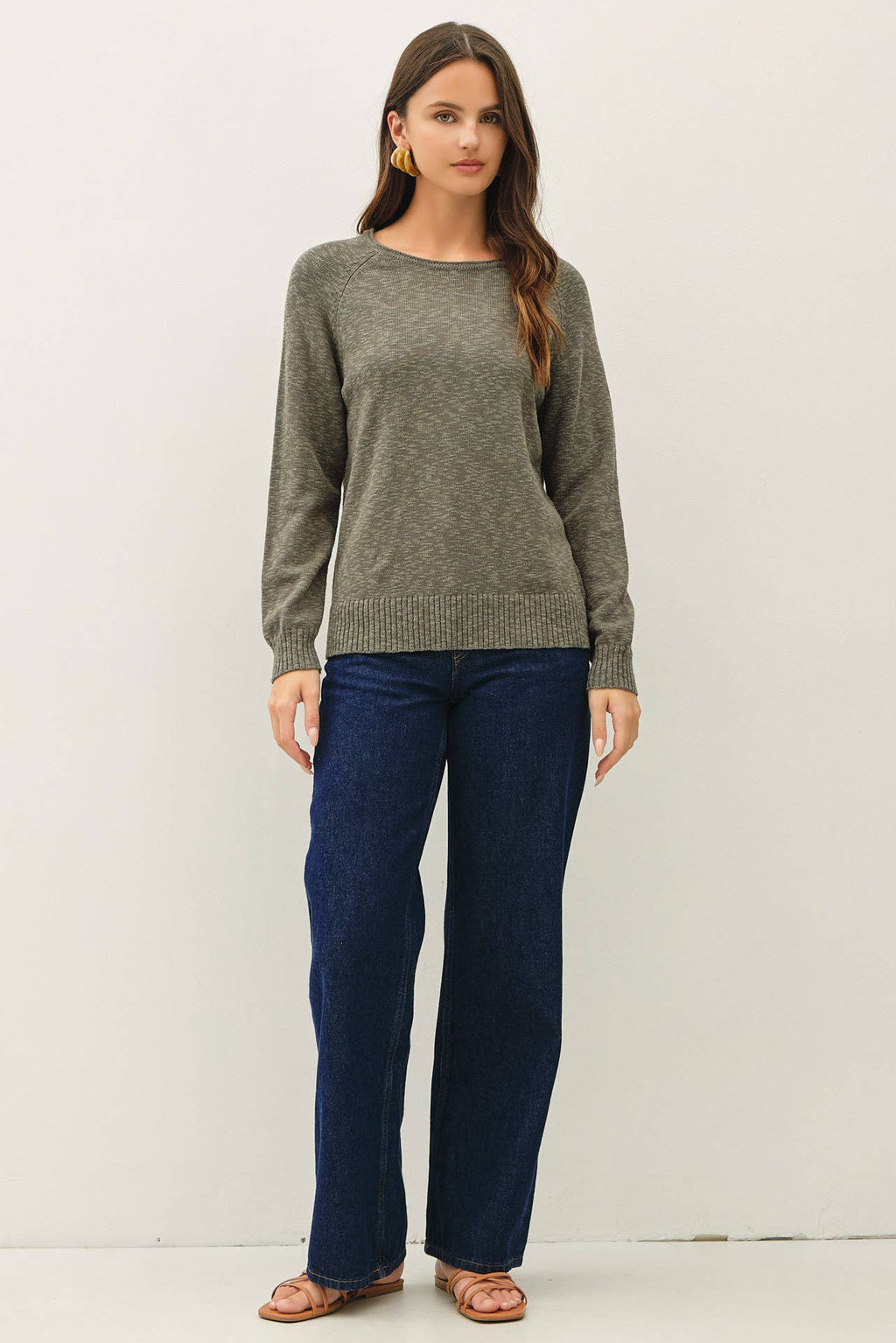 Be Cool - [NEW SHADE]RAGLAN SLEEVE SLUB PULLOVER SWEATER