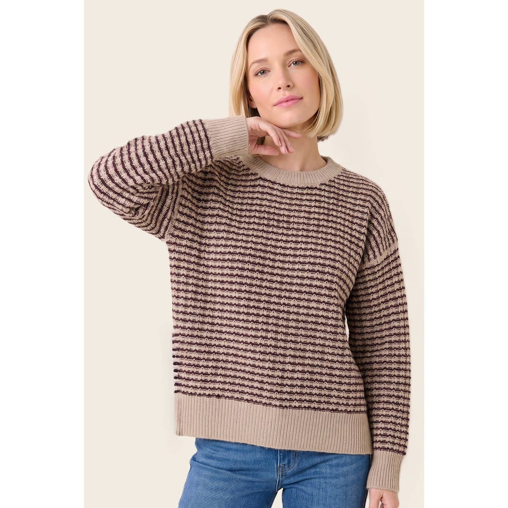 STACCATO - WAFFLE TEXTURE STRIPED SWEATER