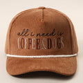 Fashion City - All I Need Is Coffee & Dogs Corduroy Rope Trucker Hat