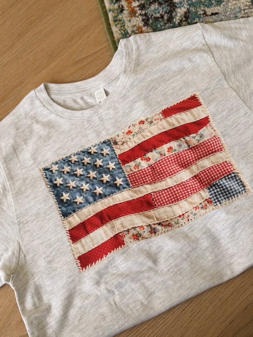 American Flag Patchwork Tee