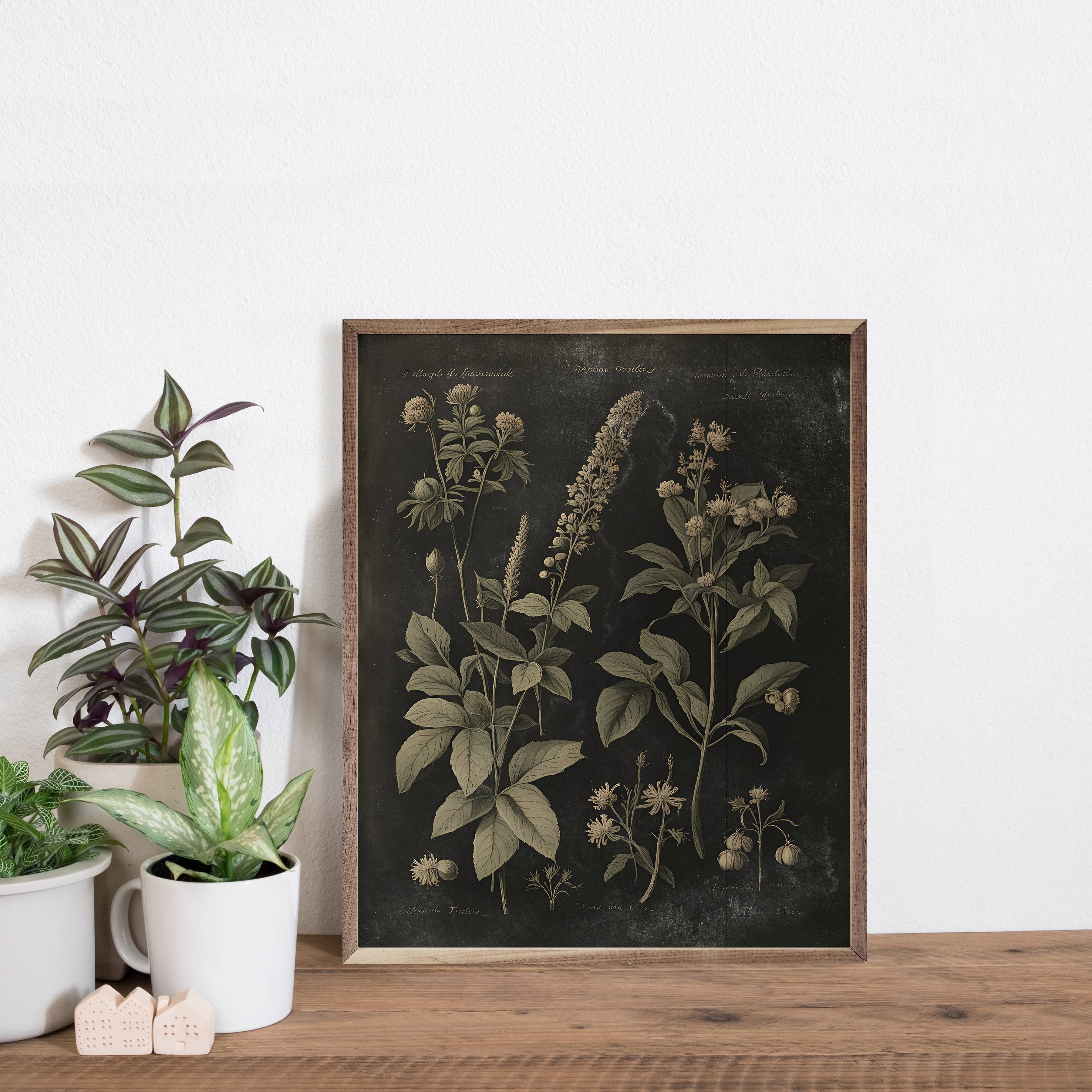 Vintage Neutral Floral Print Black