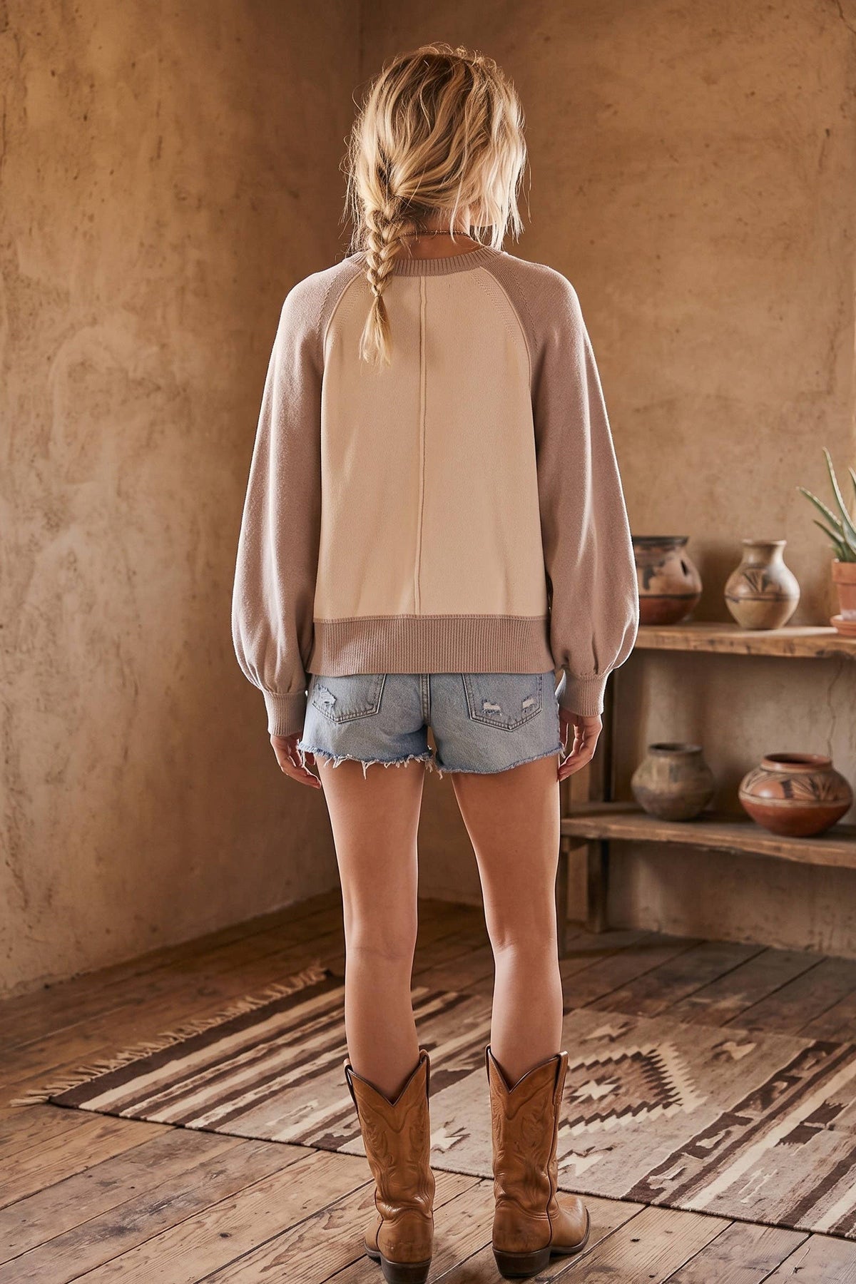 Sewn and Seen - Color Block Henley Sweater