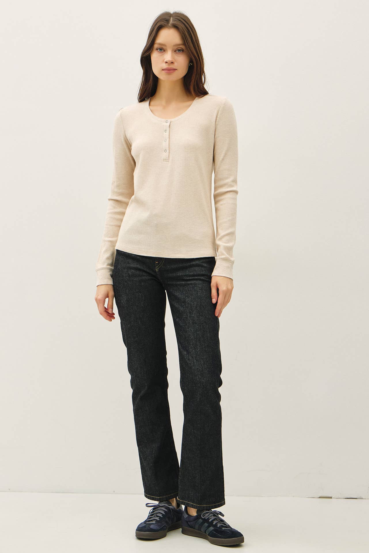 Be Cool - STITCHED THERMAL HENLEY NECK TOP