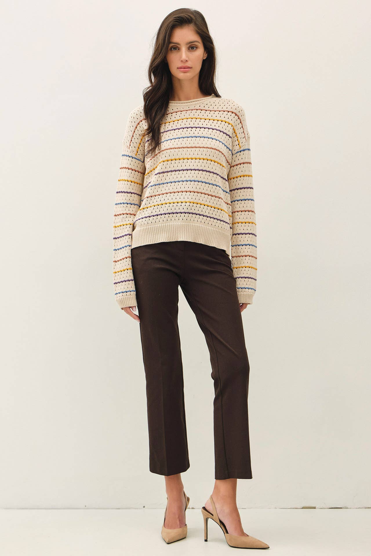 Be Cool - MULTICOLORED STRIPES CROCHET SWEATER