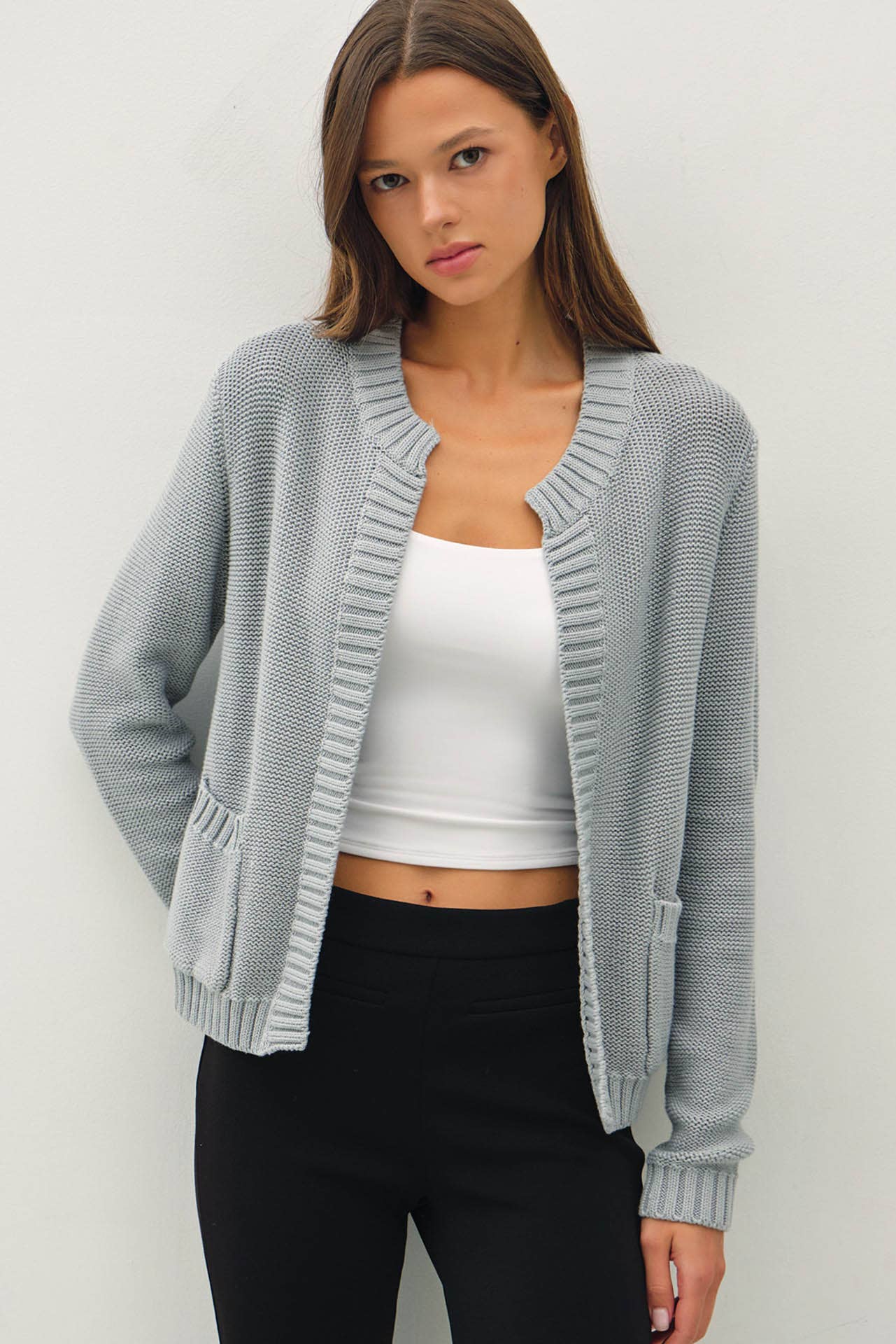Be Cool - OPEN CARDIGAN WITH RIBBED EDGES