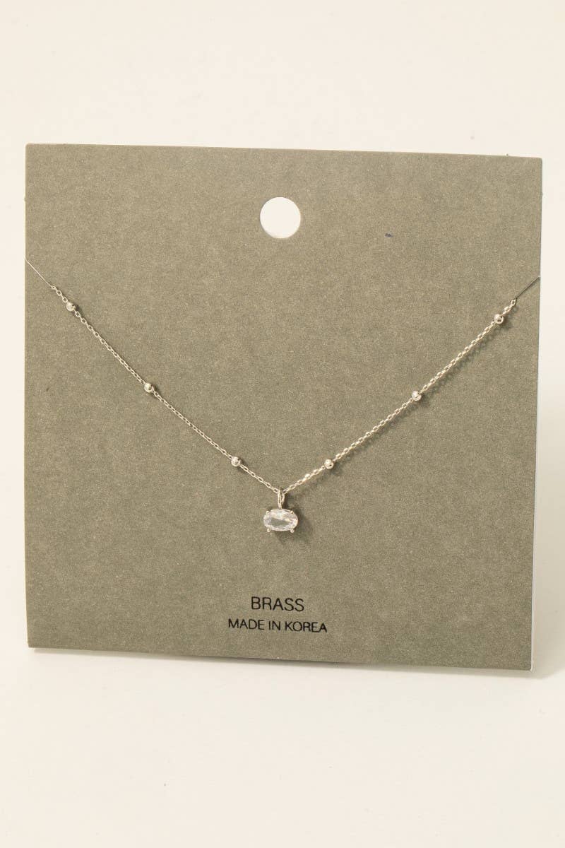 Oval Gem Pendant Necklace