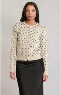 Oatmeal Polka Dot Cardigan in Oatmeal Polka Dot - front view