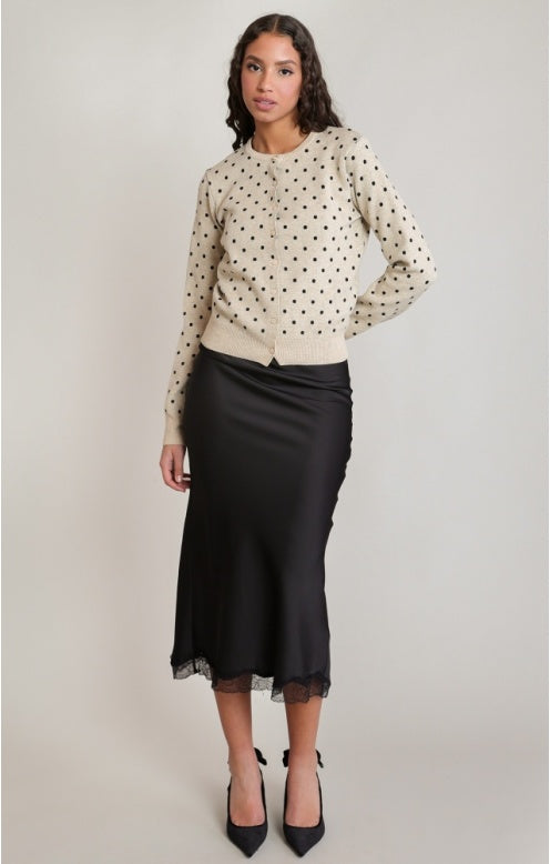 Oatmeal Polka Dot Cardigan in Oatmeal Polka Dot - alternate view