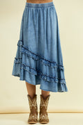 Ruffled Denim Skirt
