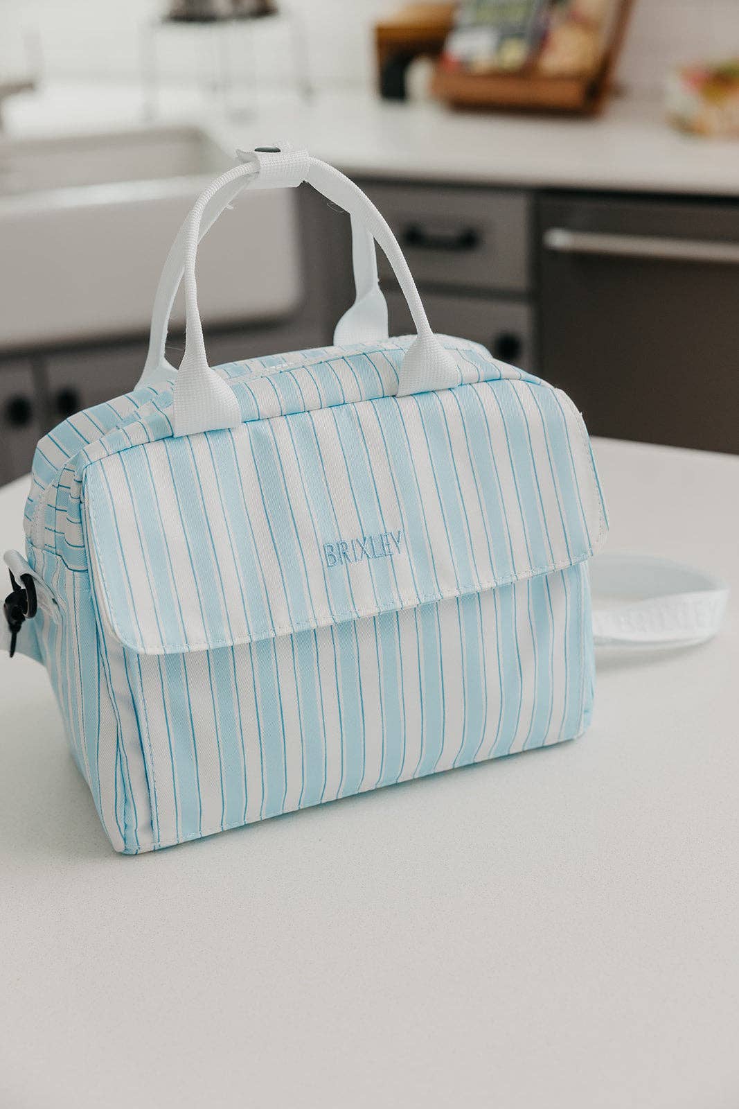 Brixley Bags - Blue Striped Lunch Box