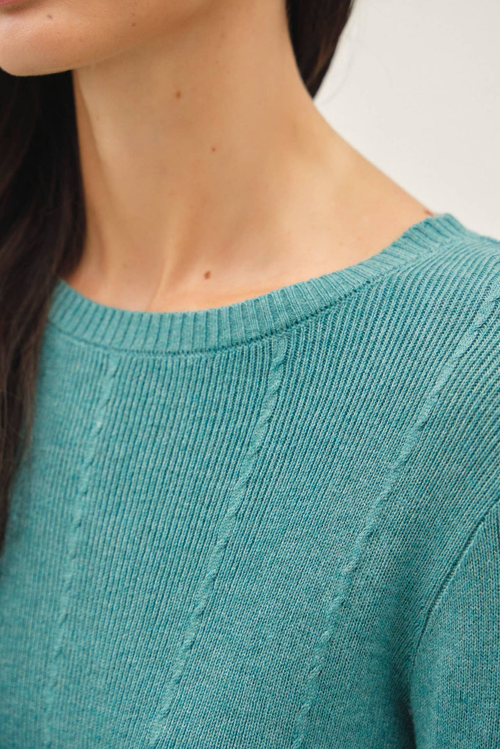 Be Cool - CROCHET SLEEVE POINTELLE FINE SWEATER