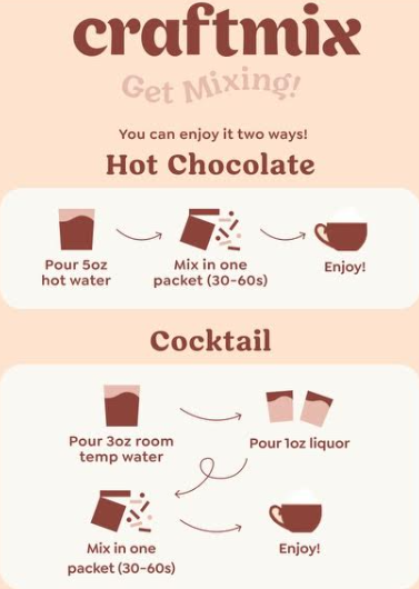 Craftmix - Cozy Hot Chocolate & Cocktail Mixer - 6 Servings Multipack
