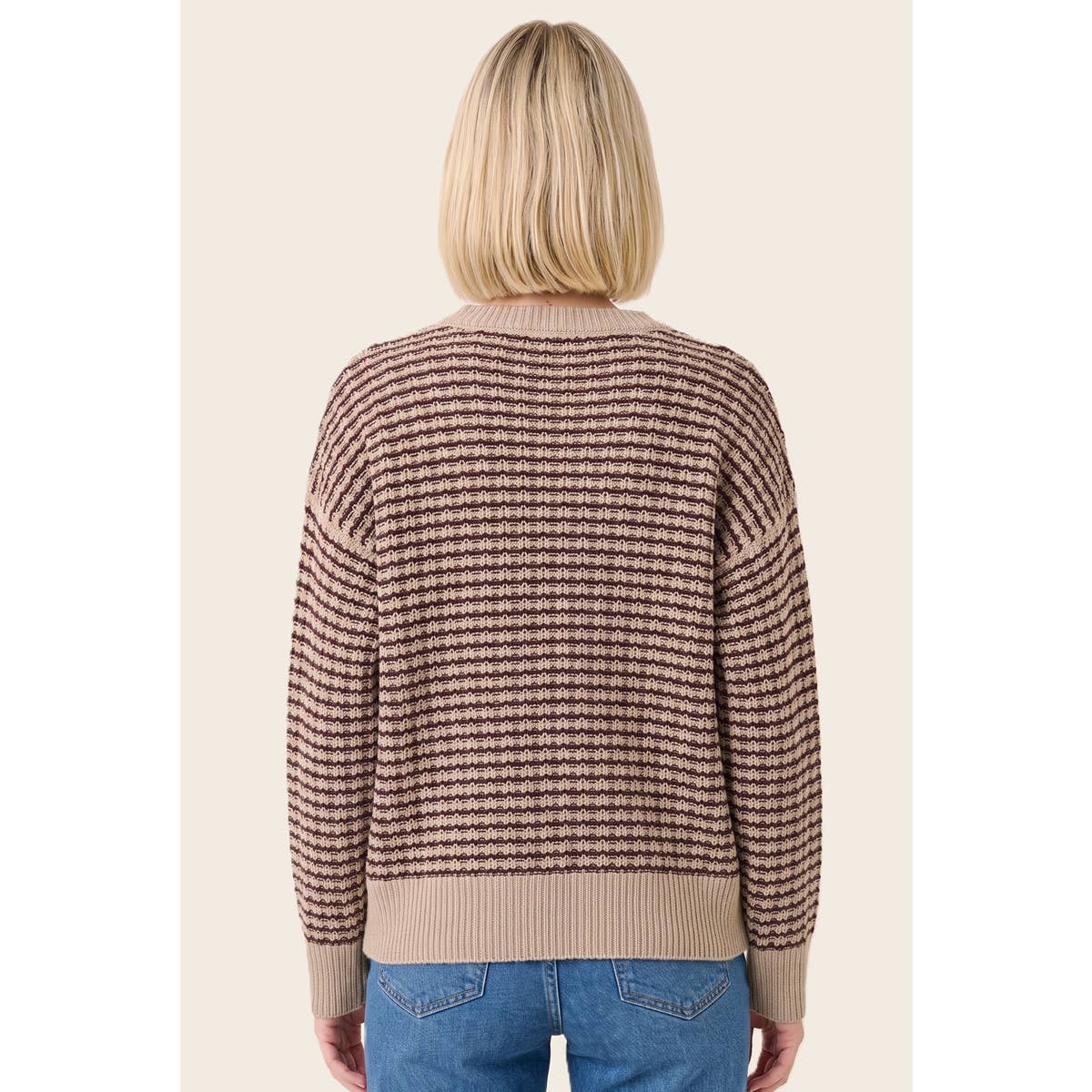 STACCATO - WAFFLE TEXTURE STRIPED SWEATER