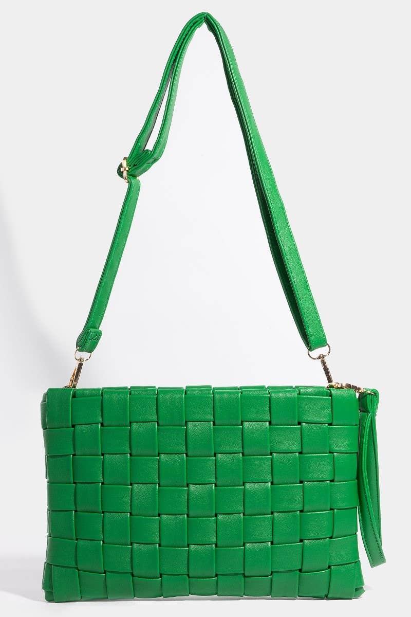 Leather Basket Weave Hand Bag