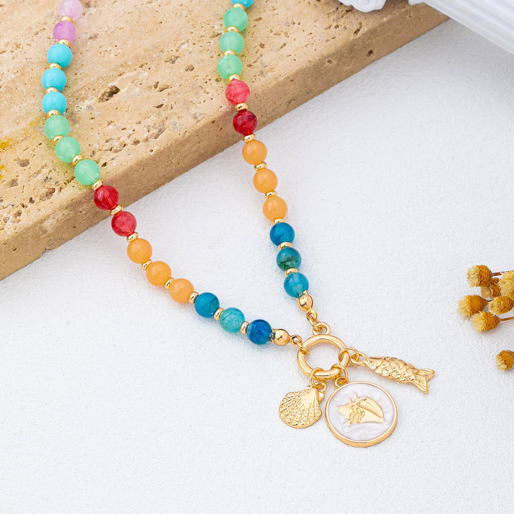 Rainbow Beaded Nautical Charm Necklace | 80N92952