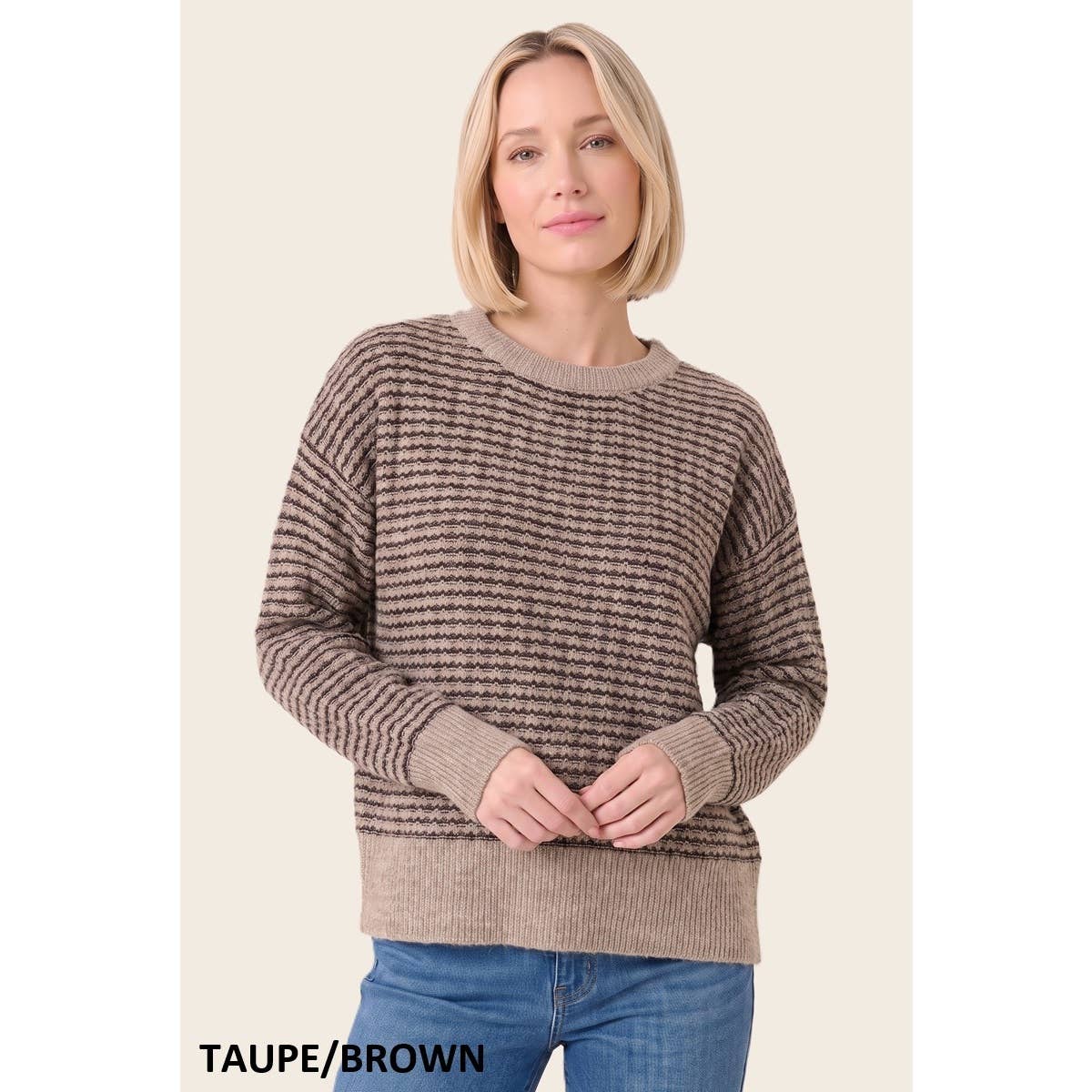 STACCATO - WAFFLE TEXTURE STRIPED SWEATER
