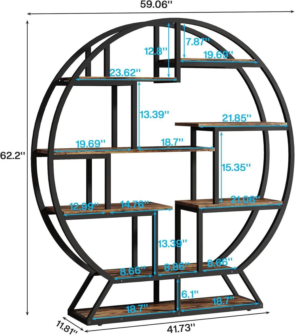 ShipItFurniture - 63 Inch Round Etagere Bookcase Staggered Shelving System