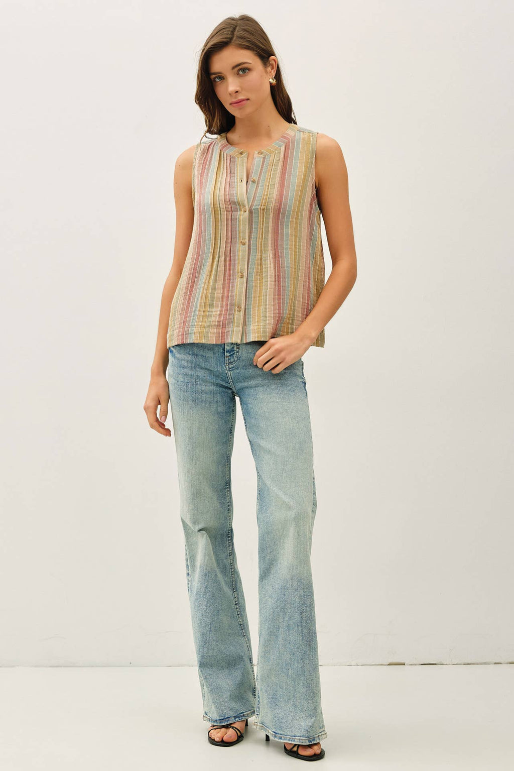 STRIPED GAUZE TOP