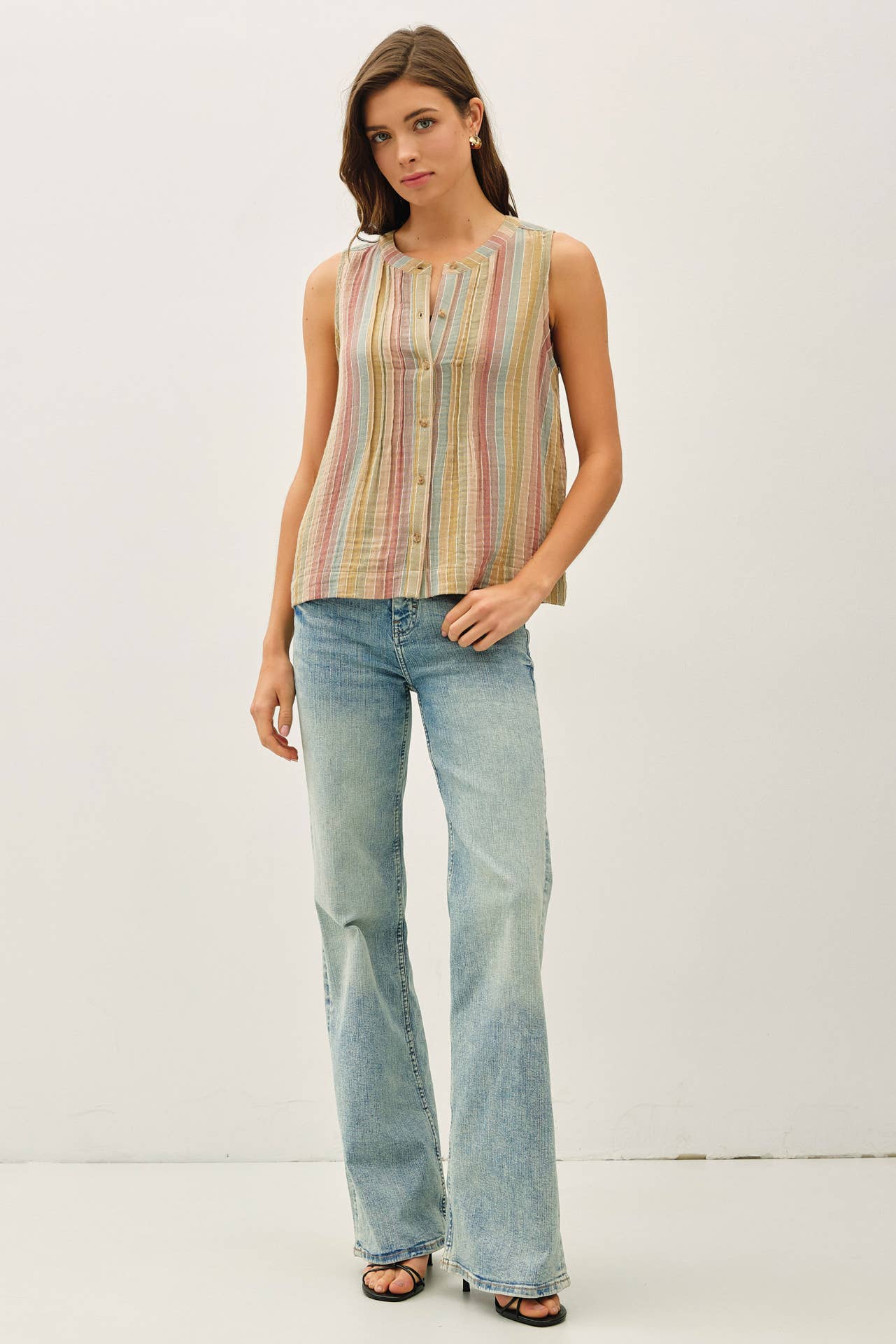 STRIPED GAUZE TOP