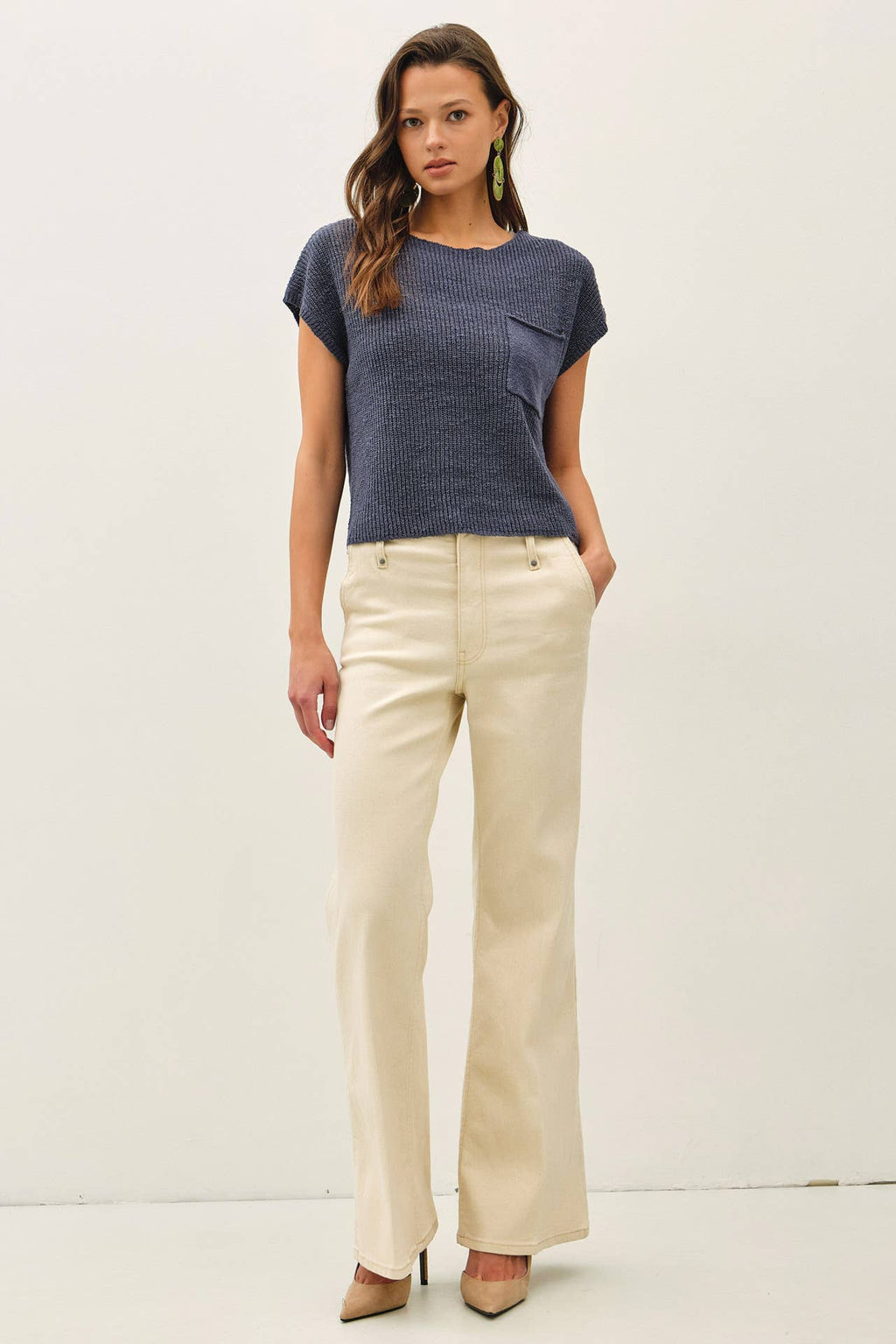 Be Cool - [NEW COLOR] PATCH POCKET DOLMAN CAP SLEEVE BOXY KNIT