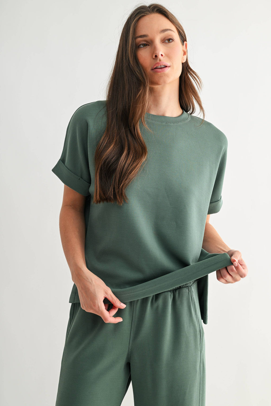 Mono B - Luxe Sand Wash Rib Lounge Tee