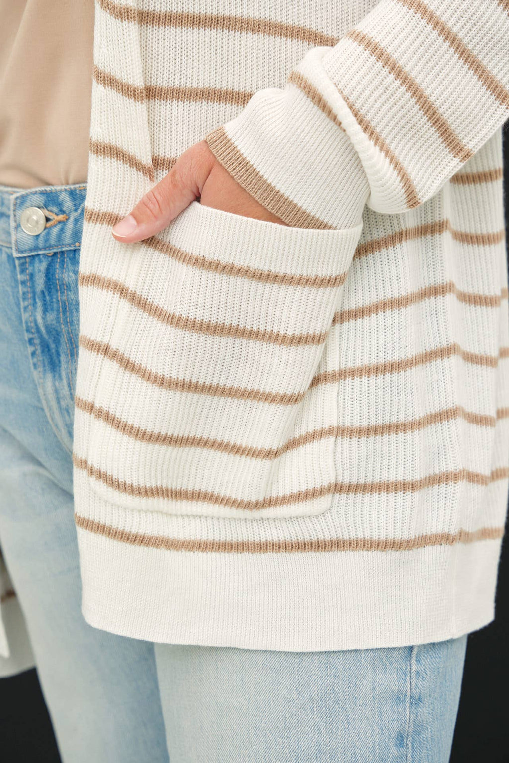 Be Cool - PLUS SIZE CLASSIC STRIPED OPEN CARDIGAN