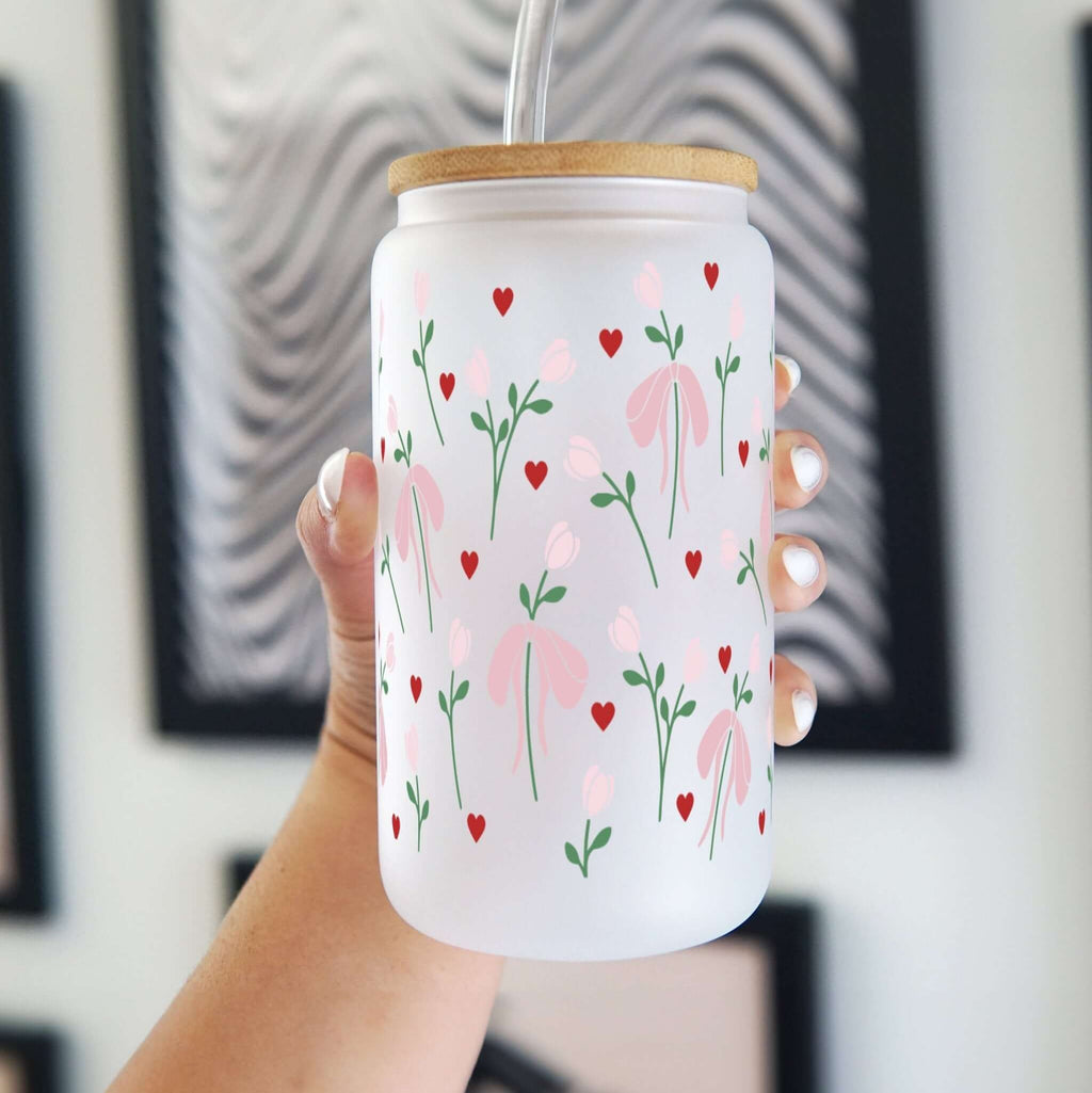 Sip-Sip Hooray! - Tulips and Bows Cup With Lid and Straw
