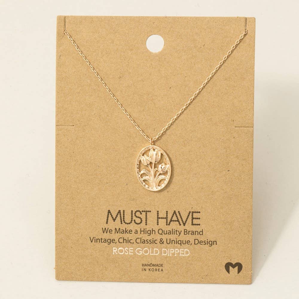 Tulip Coin Pendant Necklace