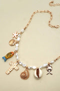 Fish Cross Pearl Necklace