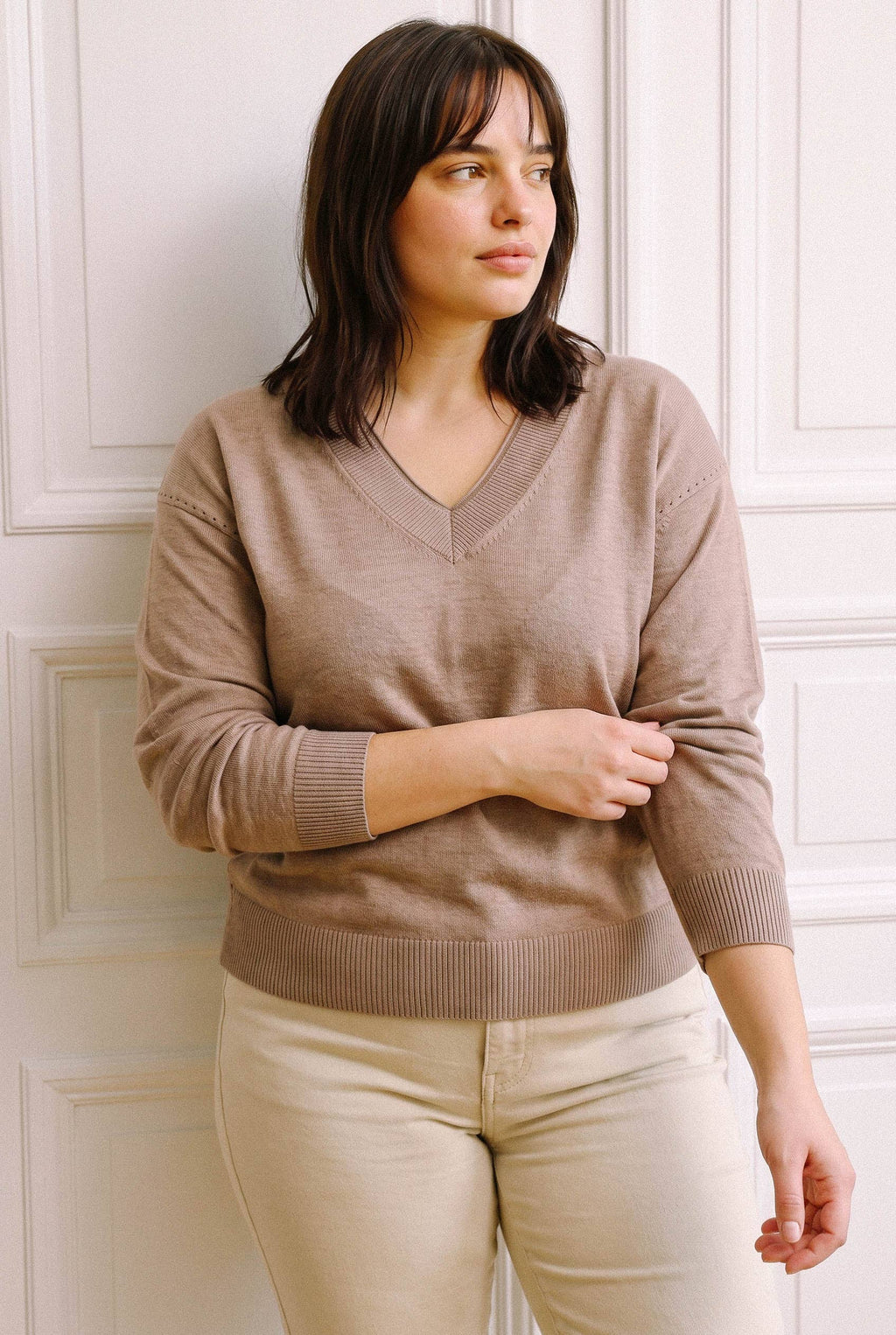 Be Cool - [PLUS] WOOL BLENDED LAYER LOOK NECK RIB  SWEATER