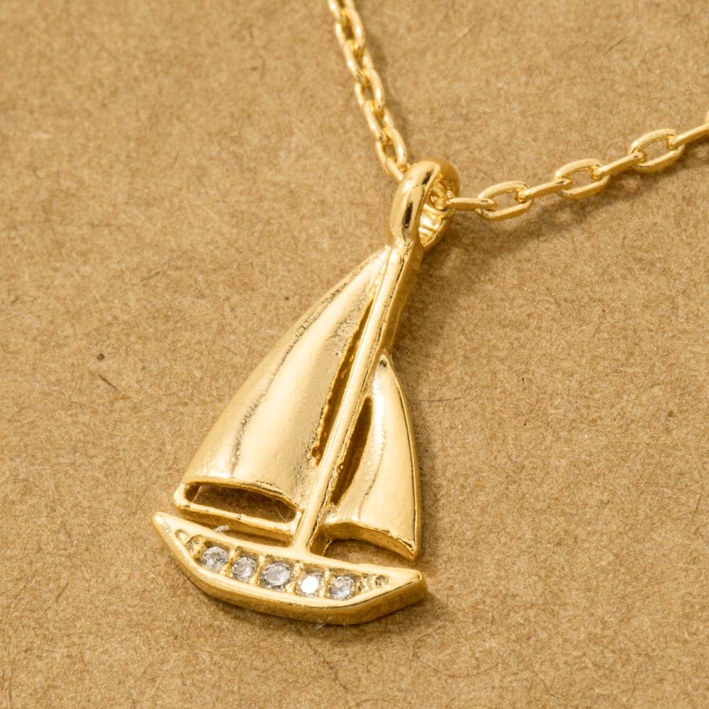 Gold Dipped Sailboat Pendant Necklace