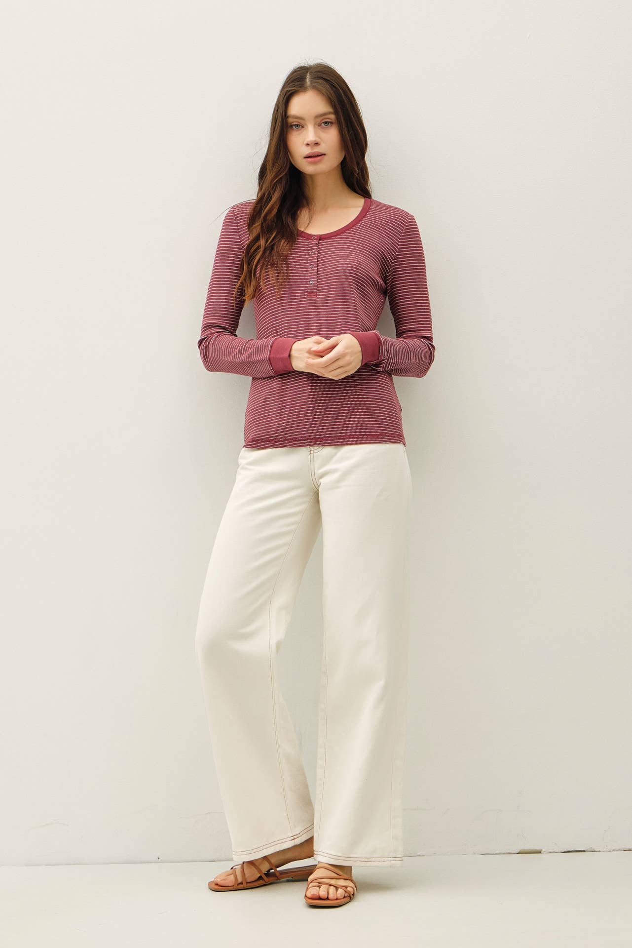 Be Cool - STITCHED THERMAL HENLEY NECK TOP