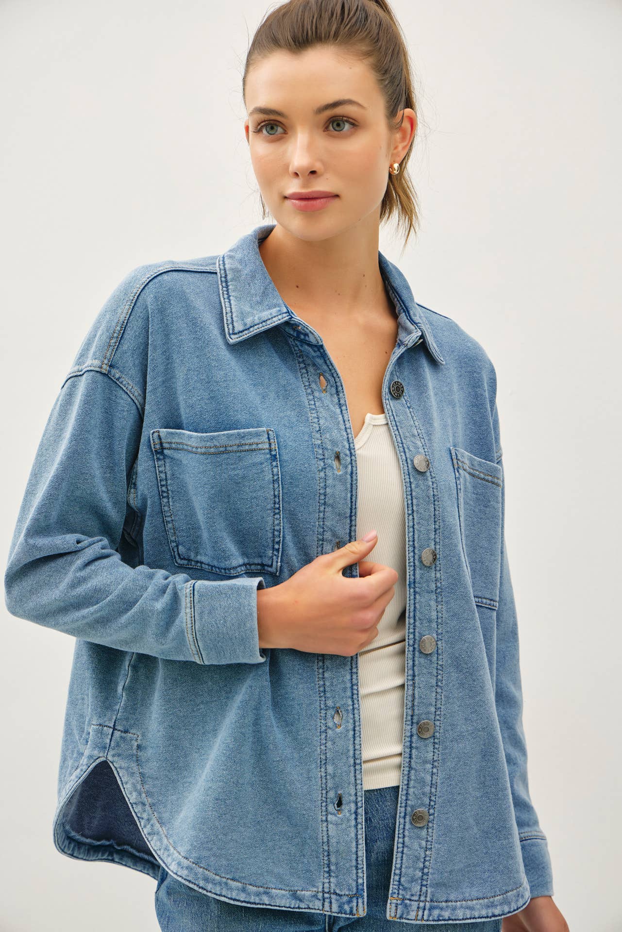 Be Cool - [NEW SHADED]GARMENT-DYE COTTON FLEECE OVERSIZED SHACKET