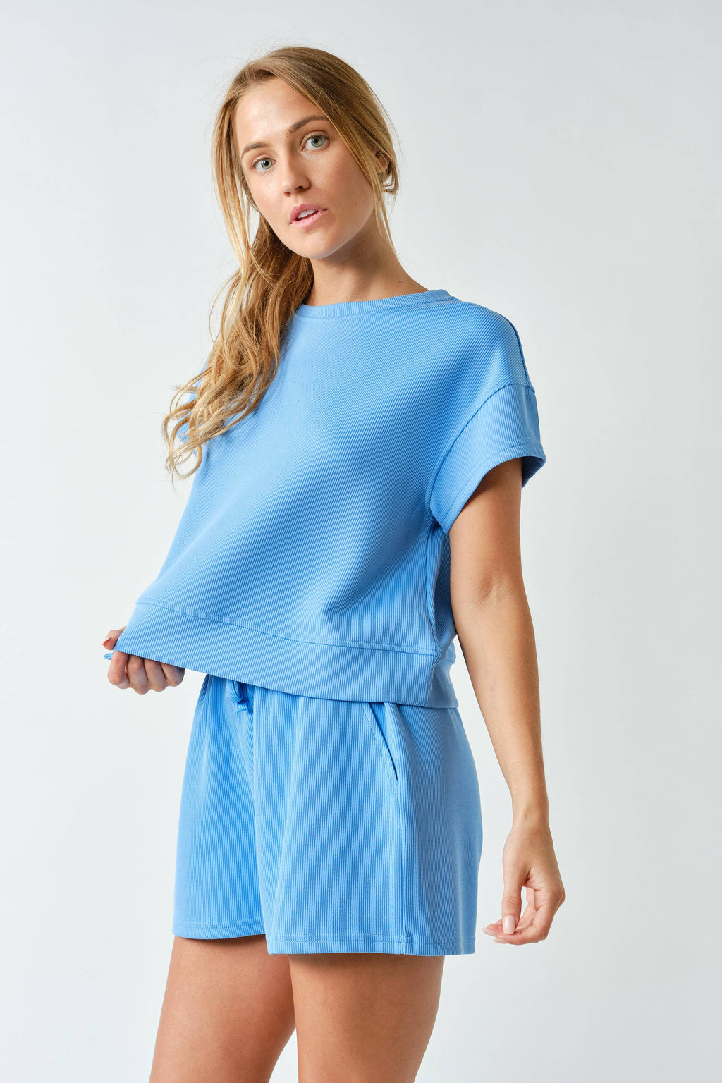 Mono B - Luxe Sand Wash Rib Classic Tee Set