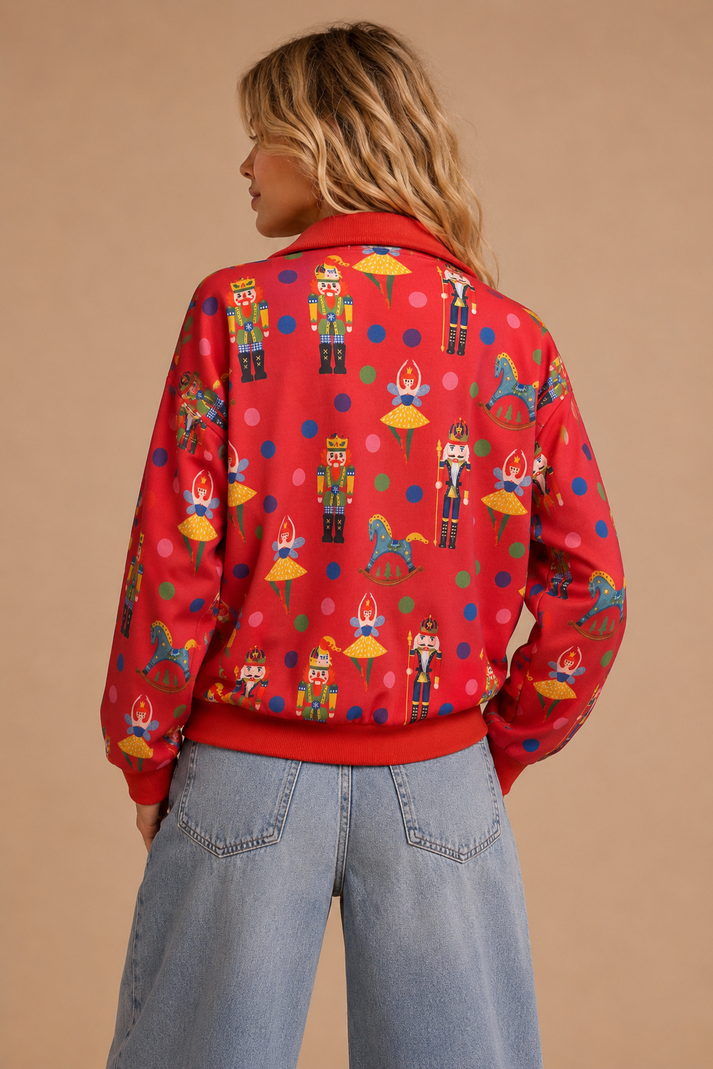 J.NNA - Nutcracker Print Quarter-Zip Sweatshirt
