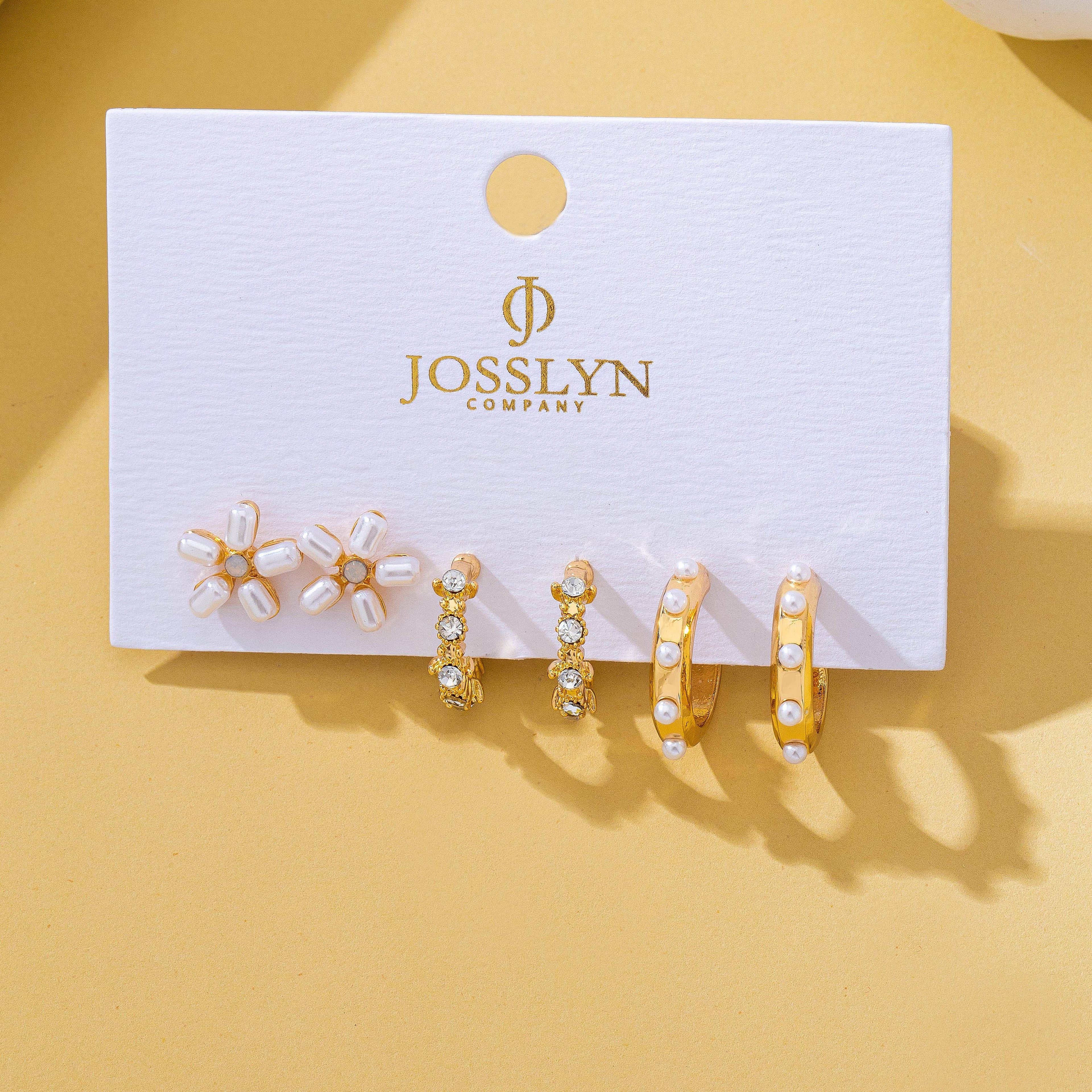 Floral Stud & Hoop Trio earrings | 80E62419