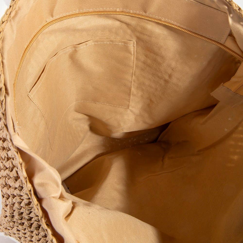 Collections by Fame Accessories - Straw Braided Hat Carrier Tote Bag
