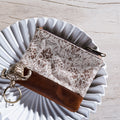 Brown Fleur Canvas Zip Pouch