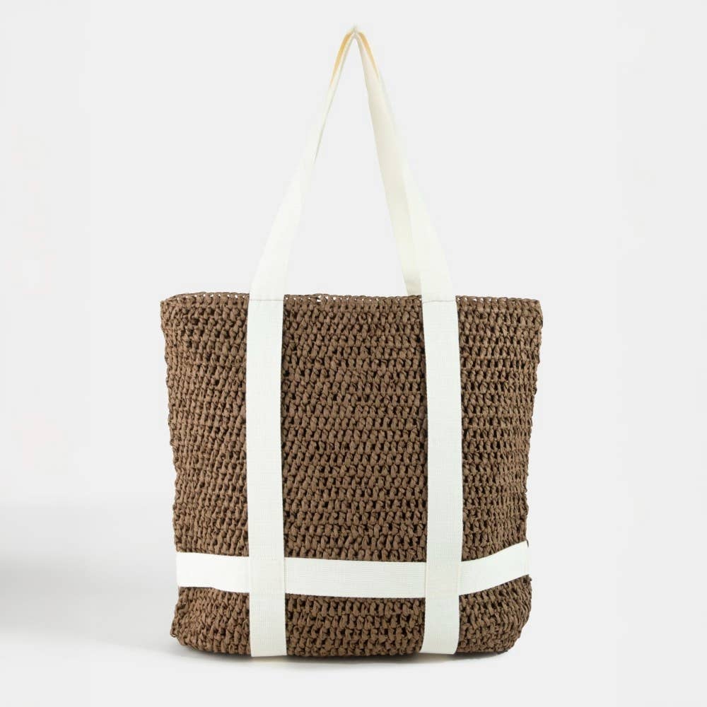 Collections by Fame Accessories - Straw Braided Hat Carrier Tote Bag