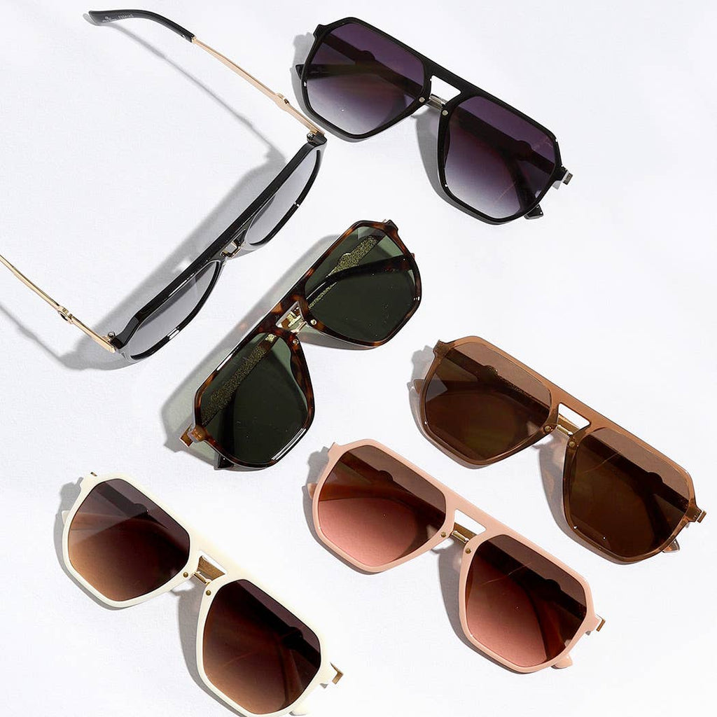 Fashion City - Geometric Shape Thin Frame Designed Sunglasses