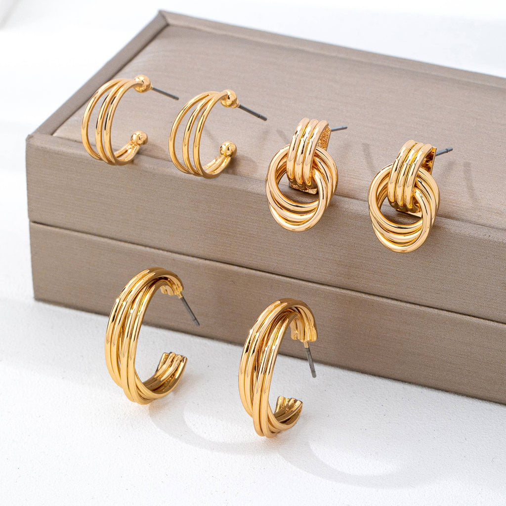 Multi-Line Hoop Earring Set | 80E62143