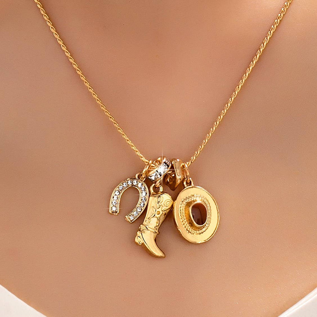Western Hat Boot Charm Necklace
