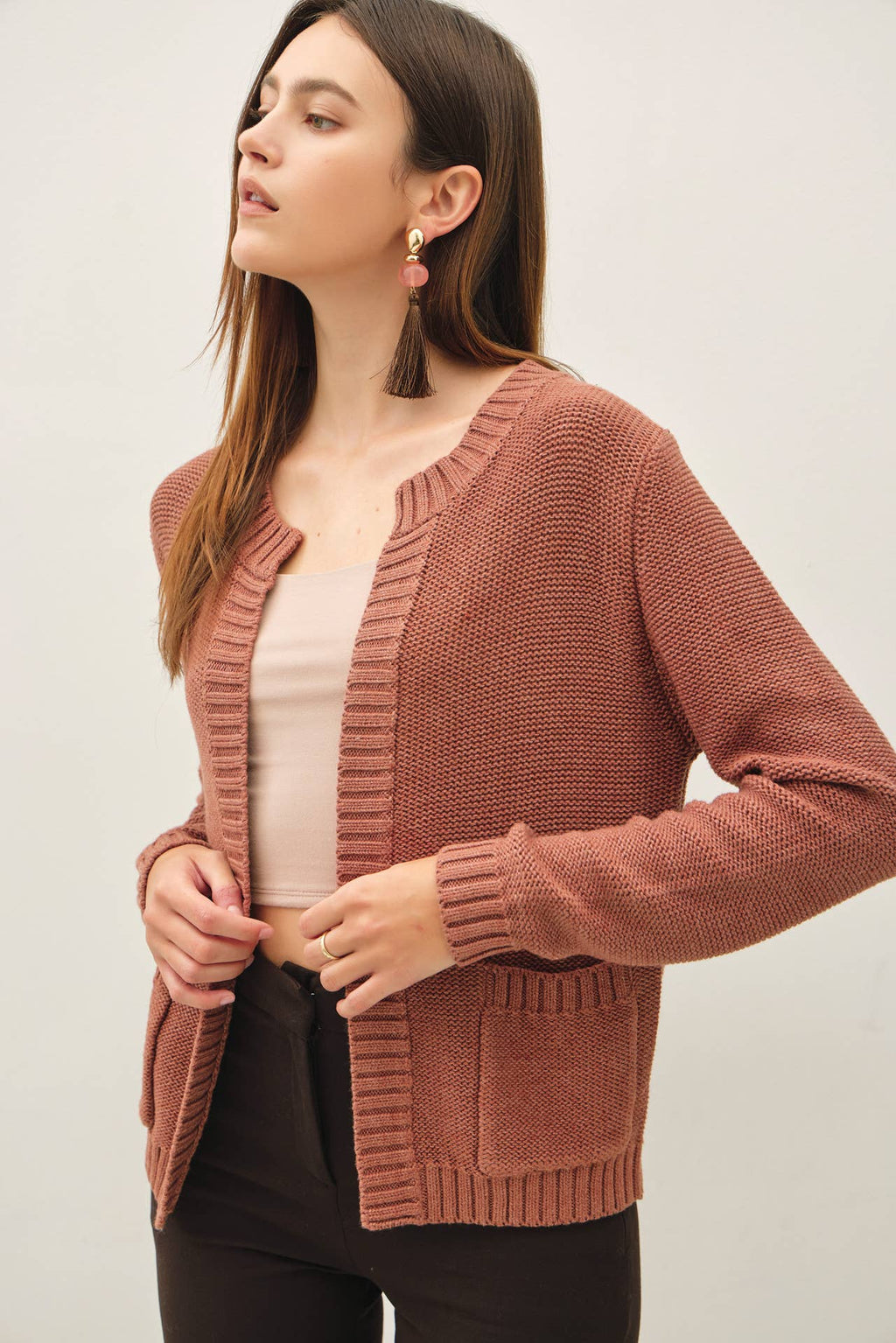 Be Cool - OPEN CARDIGAN WITH RIBBED EDGES