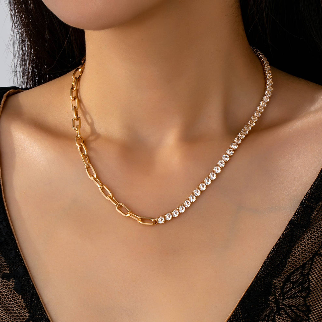 Half Rhinestones & Half Link Chain | 80N92669