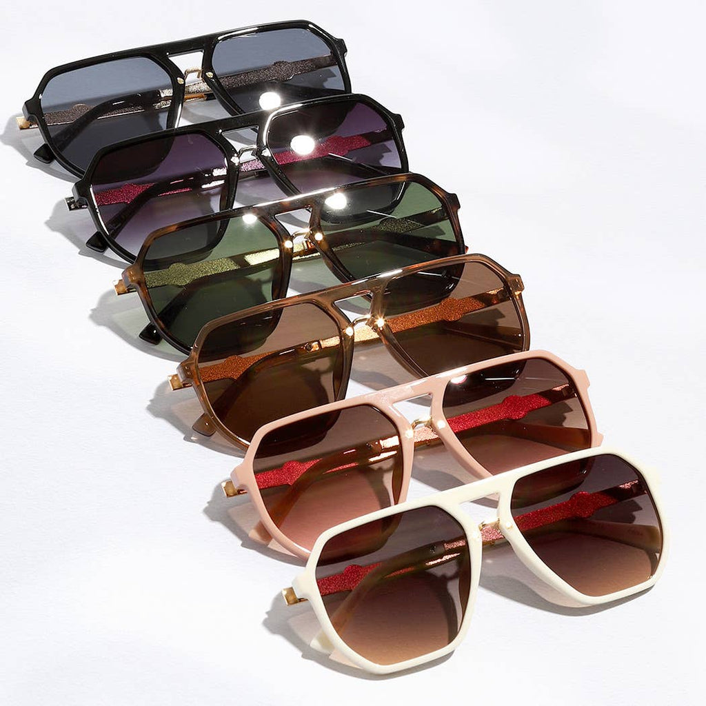 Fashion City - Geometric Shape Thin Frame Designed Sunglasses