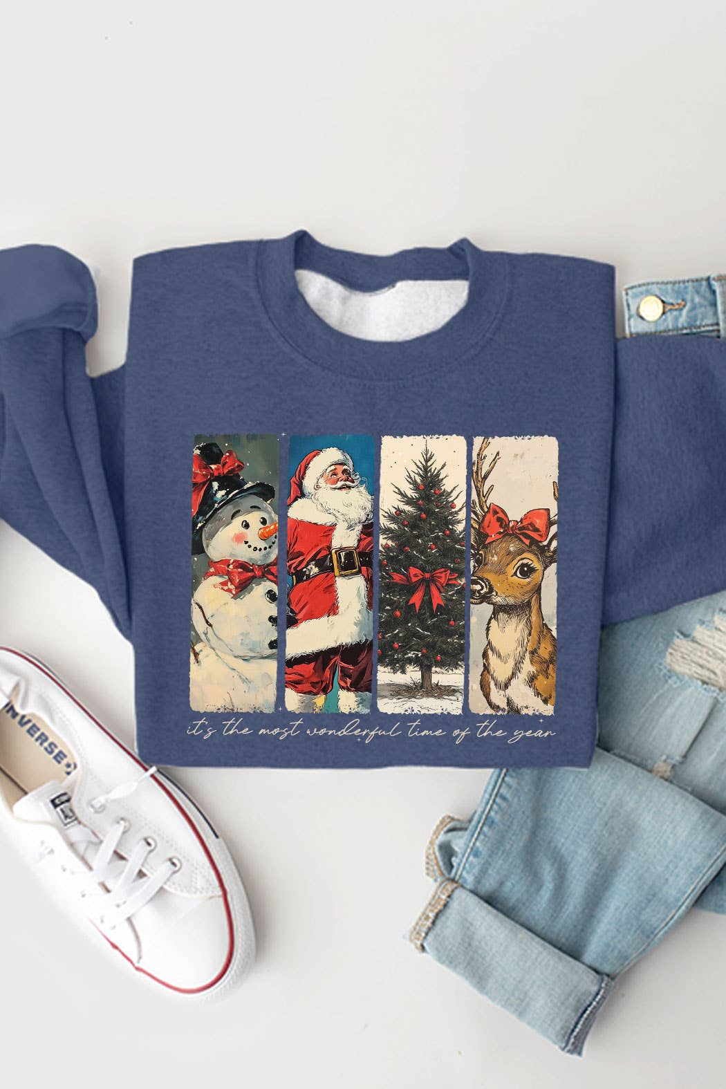 Kissed Apparel - Vintage Christmas Characters Graphic Fleece Sweatshirt