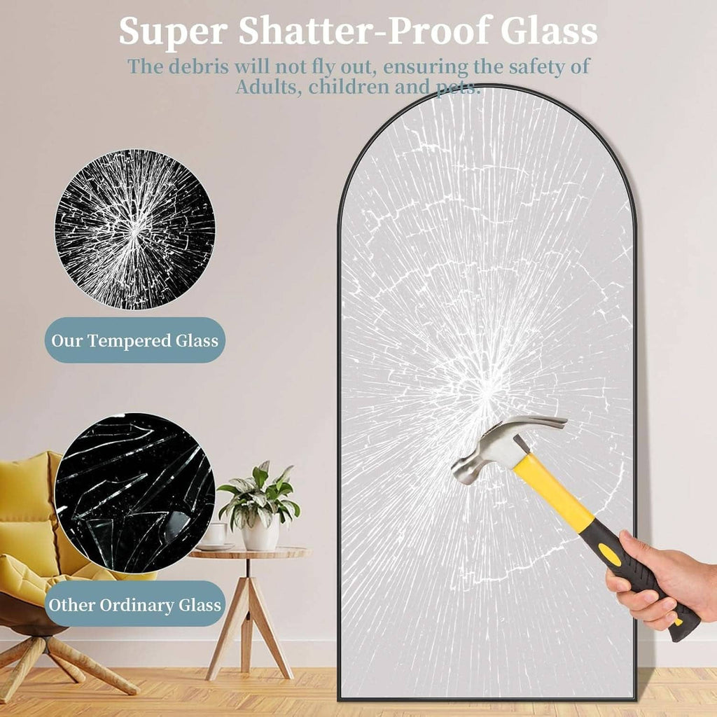 ShipItFurniture - Full Length Mirror With Stand 78x38 Inch Black Aluminum Frame