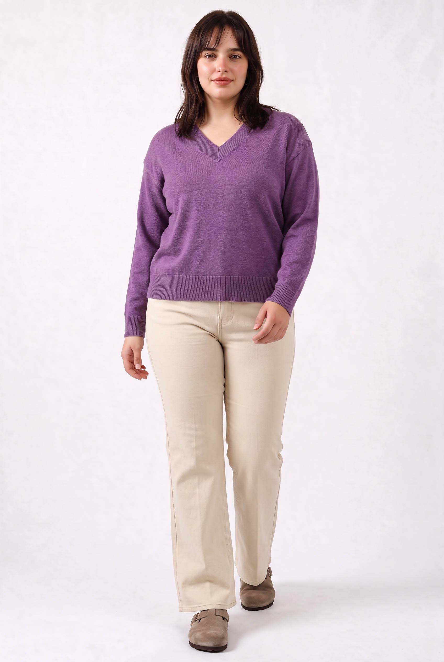 Be Cool - [PLUS] WOOL BLENDED LAYER LOOK NECK RIB  SWEATER