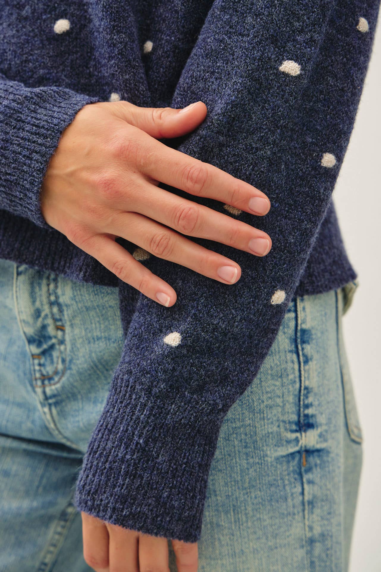 Be Cool - [PLUS] COZY DOTTED KNIT CREWNECK SWEATER