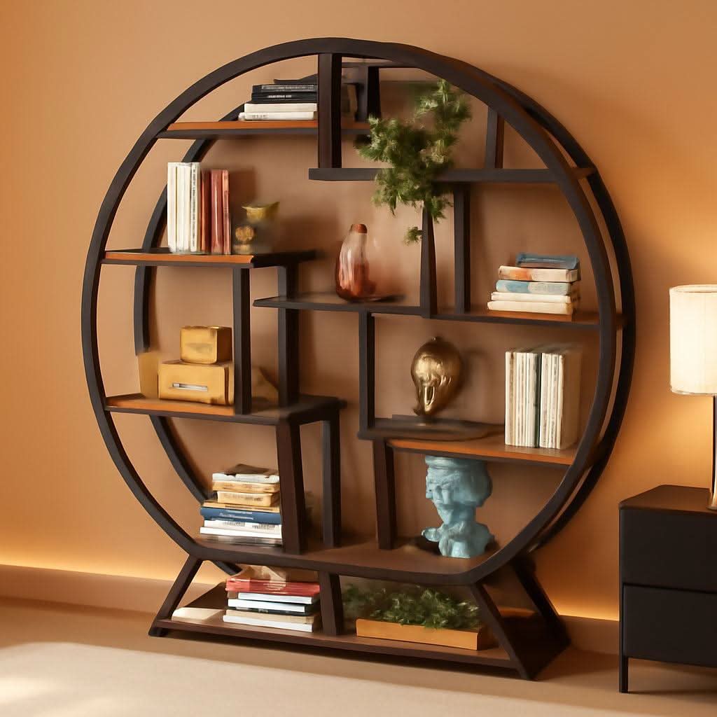 ShipItFurniture - 63 Inch Round Etagere Bookcase Staggered Shelving System